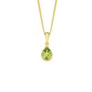 9ct-Gold-Peridot-Pear-Cut-Bezel-Pendant Sale