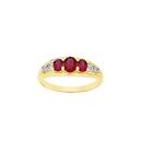 9ct-Gold-Created-Ruby-Diamond-Trilogy-Ring Sale