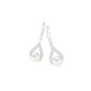 Silver-Pearl-CZ-Pear-Drop-Hook-Earrings Sale