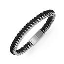 Steel-21cm-Black-Leather-Textile-Foxtail-Bracelet Sale