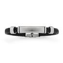 Stainless-Steel-21cm-Black-Leather-ID-Mens-Bracelet Sale