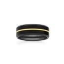 Tungsten-Carbide-Black-Yellow-Gold-Centre-Line-Mens-Ring Sale