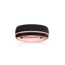 Tungsten-Carbide-Matte-Black-Rose-Gold-Plate-Line-Ring Sale