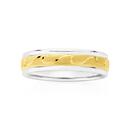 9ct-Gold-Silver-65mm-Satin-Wave-Centre-Gents-Ring Sale