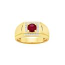 9ct-Gold-Diamond-Created-Ruby-Gents-Ring Sale