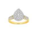 9ct-Gold-Diamond-Pear-Cluster-Ring Sale