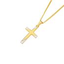 9ct-Gold-Two-Tone-21mm-Diagonal-Ends-Cross-Pendant Sale