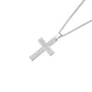 Silver-20mm-Pave-Cubic-Zirconia-Square-End-Cross-Pendant Sale