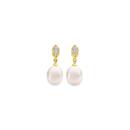 9ct-Gold-Cultured-Freshwater-Diamond-Drop-Earrings Sale