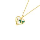 9ct-Gold-Created-Emerald-Diamond-Butterfly-Heart-Pendant Sale