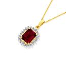 9ct-Gold-Created-Ruby-Diamond-Frame-Pendant Sale