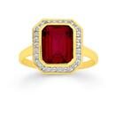 9ct-Gold-Created-Ruby-Diamond-Frame-Ring Sale