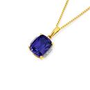 9ct-Gold-Created-Ceylon-Sapphire-Diamond-Pendant Sale