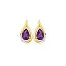 9ct-Gold-Amethyst-Diamond-Tear-Drop-Stud-Earrings Sale