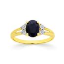 9ct-Gold-Black-Sapphire-Diamond-Ring Sale