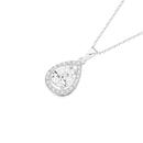 Sterling-Silver-Pear-Cubic-Zirconia-Halo-Pendant Sale