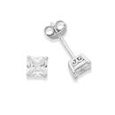 Sterling-Silver-5mm-4-Claw-Cubic-Zirconia-Cushion-Cut-Earrings Sale