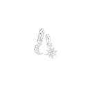 Sterling-Silver-Cubic-Zirconia-Moon-Star-on-Hoop-Mismatched-Earrings Sale