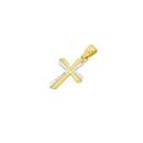 9ct-Gold-Two-Tone-14mm-Half-Diamond-Cut-Edge-Fluted-Cross-Pendant Sale