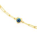 9ct-Gold-19cm-Heart-Evil-Eye-Paperclip-Trace-Bracelet Sale