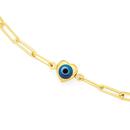 9ct-Gold-19cm-Heart-Evil-Eye-Paperclip-Trace-Bracelet Sale