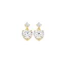 9ct-Gold-Cubic-Zirconia-Heart-Drop-Stud-Earrings Sale