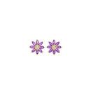 9ct-Gold-Amethyst-Diamond-Flower-Stud-Earrings Sale