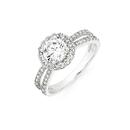 Silver-Cubic-Zirconia-Round-Halo-Split-Band-Ring-Size-O Sale