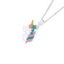 Silver-White-Pink-Teal-Enamel-Unicorn-Pendant Sale