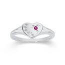 Silver-Single-Heart-Red-Cubic-Zirconia-Signet-Ring Sale