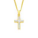 9ct-Gold-Two-Tone-Cross-Pendant Sale