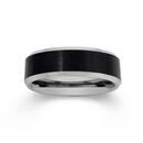 Tungsten-Carbide-Matt-Black-Silver-Bevelled-Edge-Gents-Ring Sale