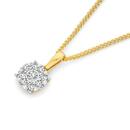 9ct-Two-Tone-Gold-Diamond-Cluster-Pendant Sale