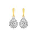 9ct-Gold-Diamond-Pear-Cluster-Earrings Sale