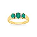 9ct-Gold-Emerald-Diamond-Trilogy-Ring Sale