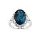 9ct-White-Gold-London-Blue-Topaz-10ct-Diamonds-Ring Sale