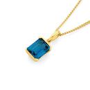 9ct-Gold-London-Blue-Topaz-Emerald-Cut-Pendant Sale