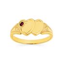 9ct-Gold-Natural-Ruby-Double-Heart-Signet-Ring Sale