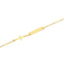 9ct-Gold-16cm-Solid-Trace-with-Cross-Charm-Identity-Bracelet Sale