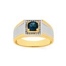 9ct-Two-Tone-Gold-London-Blue-Topaz-Diamonds-Square-Top-Gents-Ring Sale