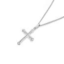 Sterling-Silver-20mm-Chanel-Set-Cubic-Zirconia-Cross-Pendant Sale