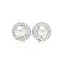 Silver-Cultured-FW-Pearl-CZ-Cluster-Earrings Sale