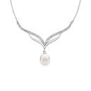 Silver-Cult-Fresh-Water-Pearl-On-Cubic-Zirconia-V-Necklet Sale