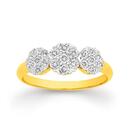 9ct-Gold-Diamond-Cluster-Trilogy-Ring Sale