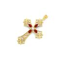 9ct-Gold-Created-Ruby-Cross-Pendant Sale