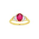 9ct-Gold-Created-Ruby-Diamond-Shoulder-Ring Sale