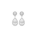 Sterling-Silver-Pear-Round-Cubic-Zirconia-Halo-Drop-Stud-Earrings Sale