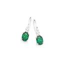 Sterling-Silver-Green-Cubic-Zirconia-Oval-Drop-Earrings Sale