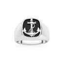 Sterling-Silver-Black-Agate-Anchor-Gents-Ring Sale