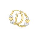 9ct-Gold-Two-Tone-12mm-Diamond-Cut-Triple-Heart-Hoop-Earrings Sale